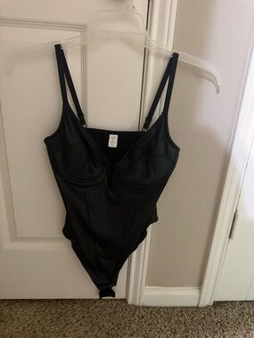Black Faux-Leather Bodysuit with Adjustable Straps - Women Intimates